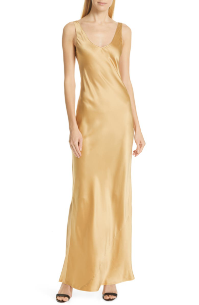 Nili Lotan Bazile Silk Evening Dress In Gold