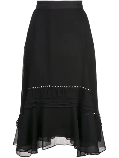 Coach Long Embellished Skirt In Black - Size 02