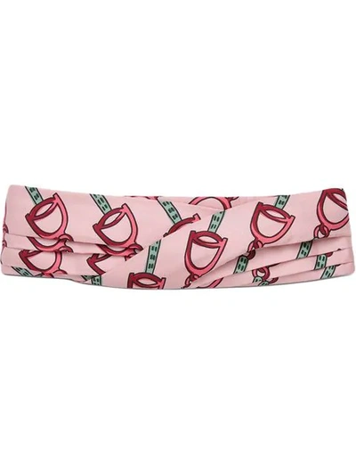 Gucci Headband With Stirrups Print In Pink