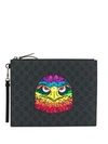 GUCCI GUCCI GG SUPREME POUCH WITH EAGLE - 黑色