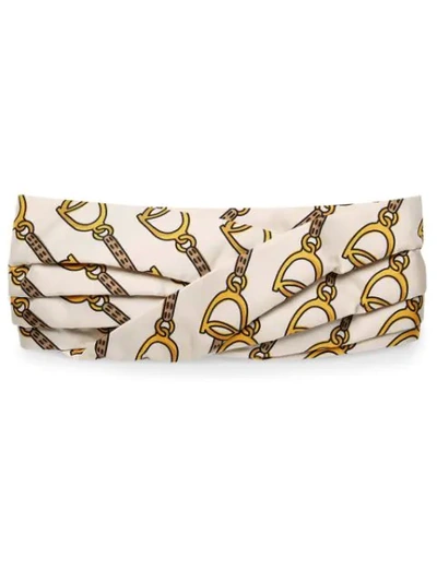 Gucci Rain Steer Print Silk Headband In White