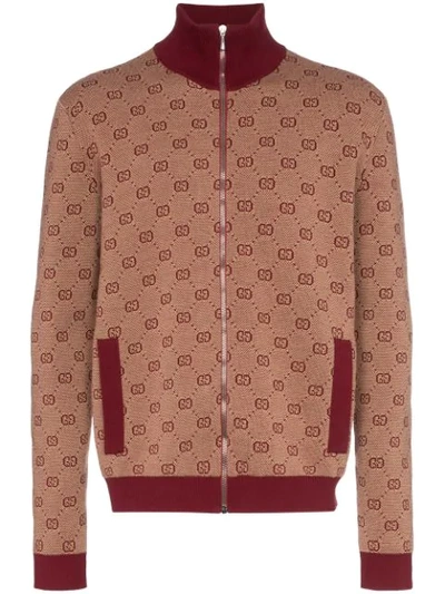 Gucci Logo-jacquard Wool And Cotton-blend Track Jacket In 9192 Bordeaux