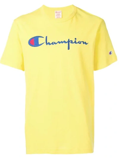 Champion Embroidered Logo T-shirt In Yellow