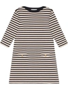 GUCCI STRIPED WOOL DRESS WITH PATCH