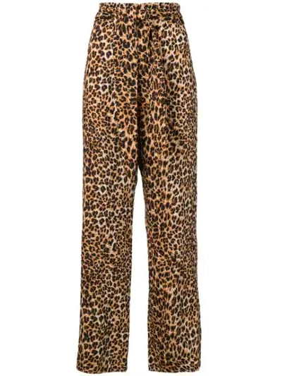 Nanushka Luma Leopard-print Stretch Plissé-jersey Straight-leg Trousers In Leopard Print