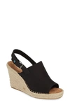 Toms Monica Slingback Wedge In Black Fabric