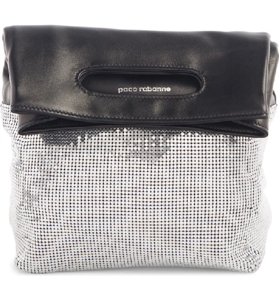 Paco Rabanne Black And Silver Folding Leather Clutch Bag