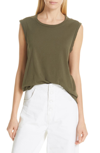 Nili Lotan Cotton Muscle Tee In Army Green