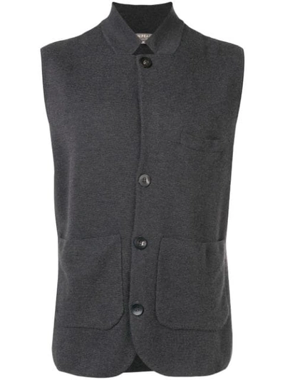 N•peal Fine Gauge Milano Collared Waistcoat In Grey