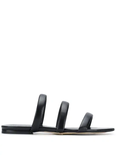 Aeyde 10mm Chrissy Leather Flat Sandals In Black