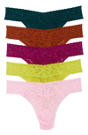 Hanky Panky Signature Original-rise Thongs, Set Of 5 In Coburg