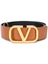 Valentino 70mm Go Logo Reversible Leather Belt In Brown