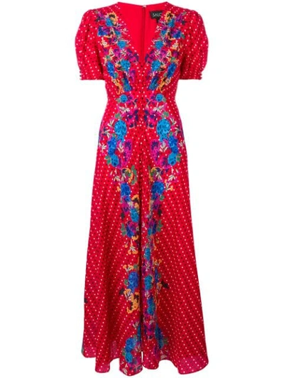 Saloni Polka Dot Maxi Dress - 红色 In Red