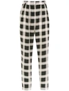 ANDREA MARQUES SILK CHECKED TROUSERS