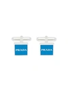 PRADA SILVER AND ENAMEL CUFFLINKS