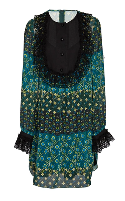 Anna Sui Patchwork Petals Ruffled Dress In Multi