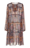 ANNA SUI CROSS-STITCH QUILT-PRINT CHIFFON DRESS,745197