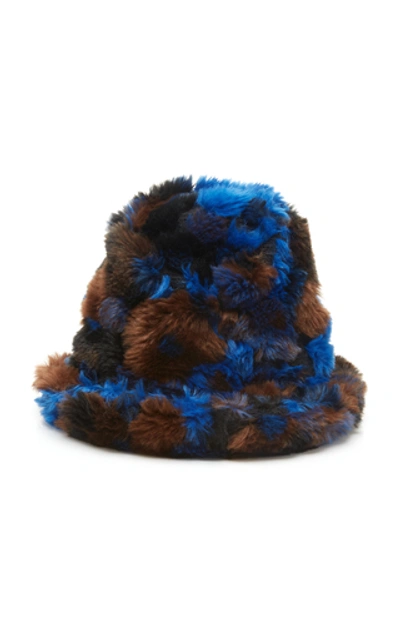 Anna Sui Bed Of Roses Faux Fur Hat In Blue