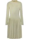 BURBERRY Chain Detail Pleated Stretch Silk and Crepe Dress