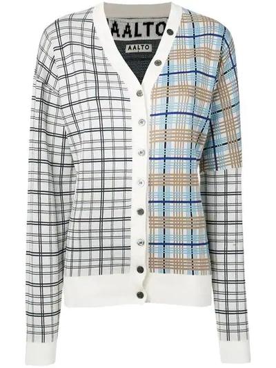 Aalto Plaid Contrast Cardigan - 白色 In White
