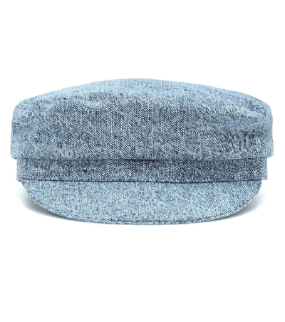 Isabel Marant Evie Cotton Denim Cap In Blue