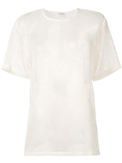 Saint Laurent Sheer Knitted Top In White