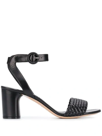 Casadei Women's Woven Ankle-strap Block-heel Sandals In Black