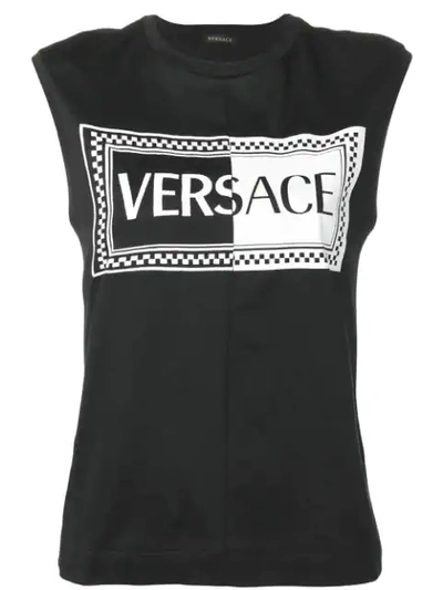 Versace 90s Vintage Logo Tank Top - 黑色 In Black