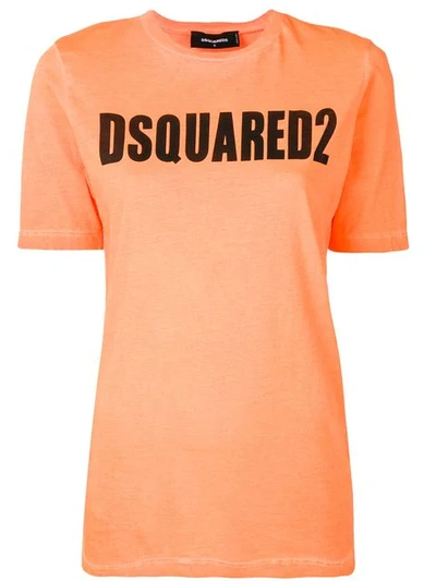 Dsquared2 Printed Logo T-shirt In Orange