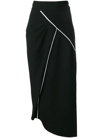 Givenchy Contrast Piping Asymmetrical Wool Skirt In Black
