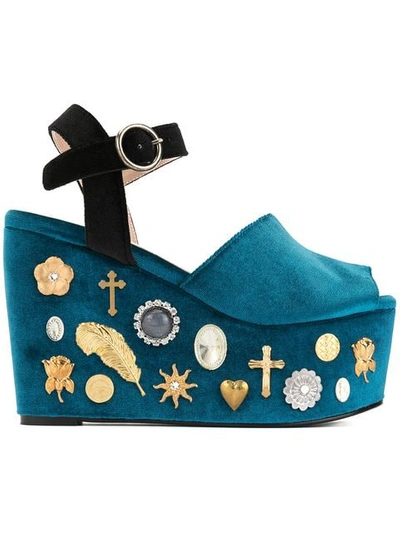 Tu Es Mon Tresor Tu Es Mon Trésor X Nanan Bijouxxx Collaboration Platform Sandals In Blue