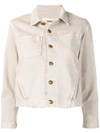 L Agence Cropped Denim Jacket In Neutrals
