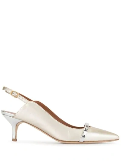 Malone Souliers Marion Luwolt Slingbacks In Platinum Leather In Metallic