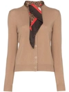 BURBERRY BURBERRY SCARF DETAIL KNITTED CASHMERE CARDIGAN - 大地色