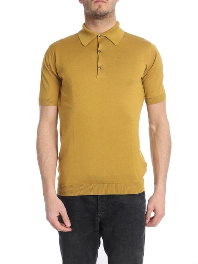 John Smedley Ochre Adrian Polo Shirt In Yellow