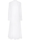 Valentino Pleated Cotton-blend Poplin Dress In White