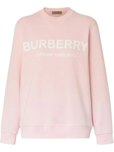 Burberry Logo Print Cotton Sweatshirt In Pink
