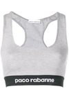 Rabanne Logo-trim Sports Bra In Grey