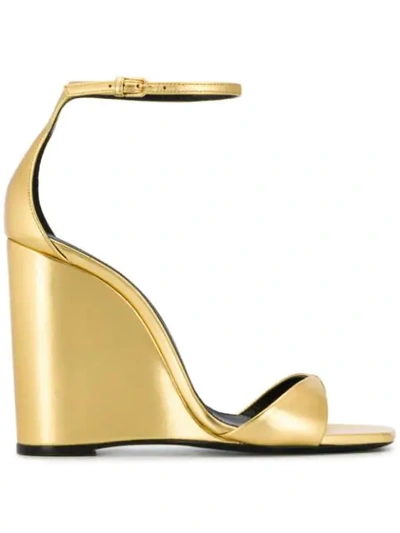 Saint Laurent Amber Wedge Sandals - 金色 In Gold