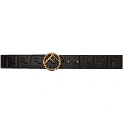 Fendi Logo-embossed Leather Belt In Black