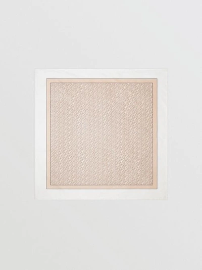 Burberry Monogram Print Silk Square Scarf - 棕色 In Brown