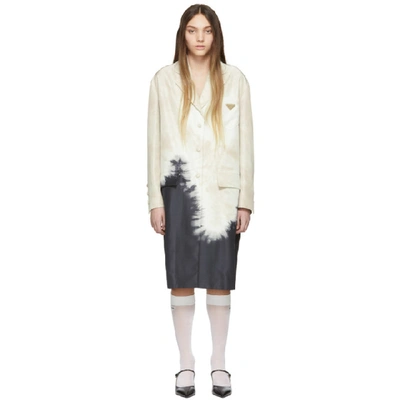 Prada Pink Silk Tie-dye Coat In Neutrals ,black