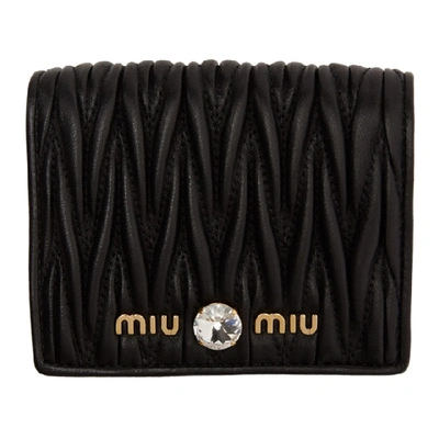 Miu Miu Black Quilted Crystal Wallet
