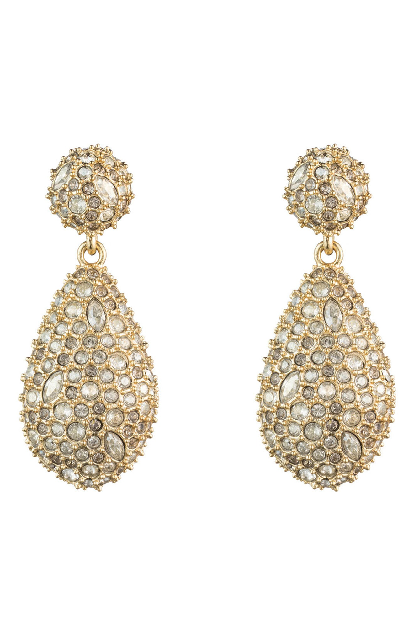 Alexis Bittar Crystal Encrusted Sphere & Teardrop Drop Earrings In Crystal