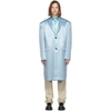 RAF SIMONS BLUE SILK CLASSIC BIG COAT