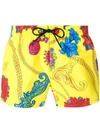 VERSACE VERSACE JEWEL PRINT DRAWSTRING SWIM SHORTS - 黄色