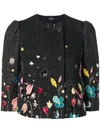 ELISABETTA FRANCHI ELISABETTA FRANCHI FLORAL-PRINT TWEED JACKET - 黑色