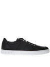 TOD'S BLACK LEATHER SNEAKERS,10881635