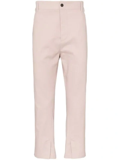 Ann Demeulemeester Straight Leg Linen Blend Cropped Trousers In Pink