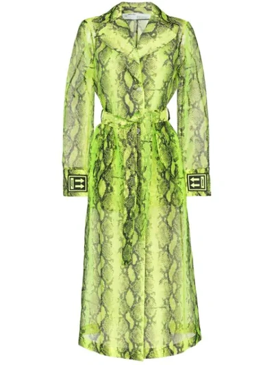 Off-white Python-print Chiffon-hem Trench Coat In Fluo Yellow